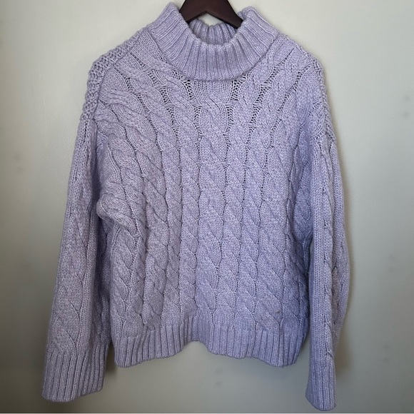 Divided H&M Sweater Lavender Purple Cable Knit Turtleneck casual comfy - Picture 13 of 13